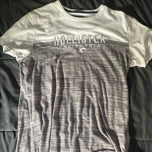 Hollister Gray and White Short Sleeve Tee